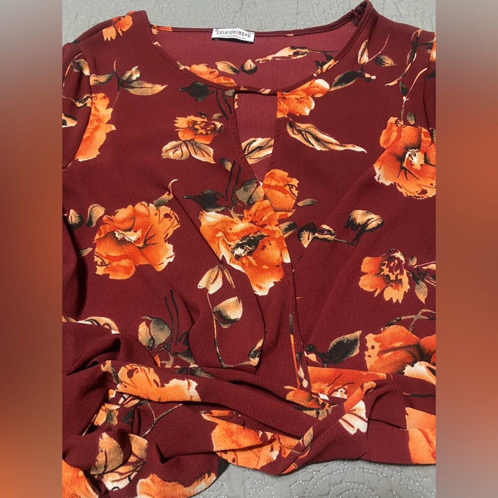 Red Floral Top - Picture 2 of 4